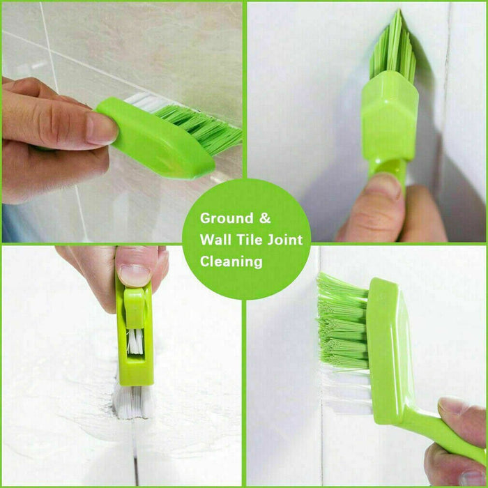 MAXPERKX Green Grout Cleaning Brush Cleaner 3 in 1 Tile Mould Remover Narrow Stiff Stain Image 7