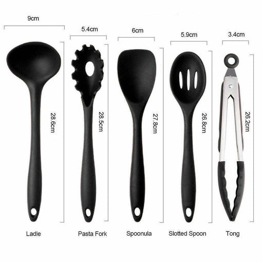 MAXPERKX 10pcs Kitchen Utensil Set - Silicone Scraper Brush Tong Whisk Soup Spoon Turner Image 2