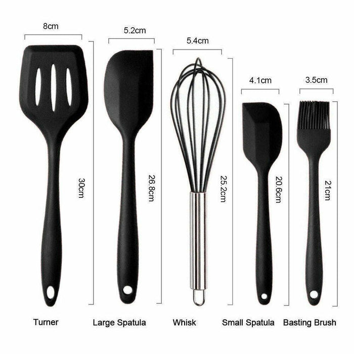 MAXPERKX 10pcs Kitchen Utensil Set - Silicone Scraper Brush Tong Whisk Soup Spoon Turner Image 3