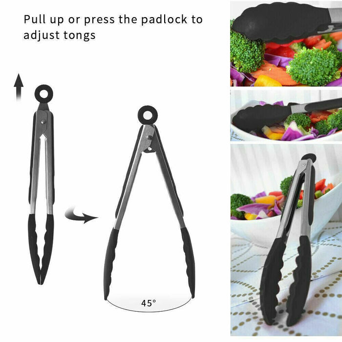 MAXPERKX 10pcs Kitchen Utensil Set - Silicone Scraper Brush Tong Whisk Soup Spoon Turner Image 9