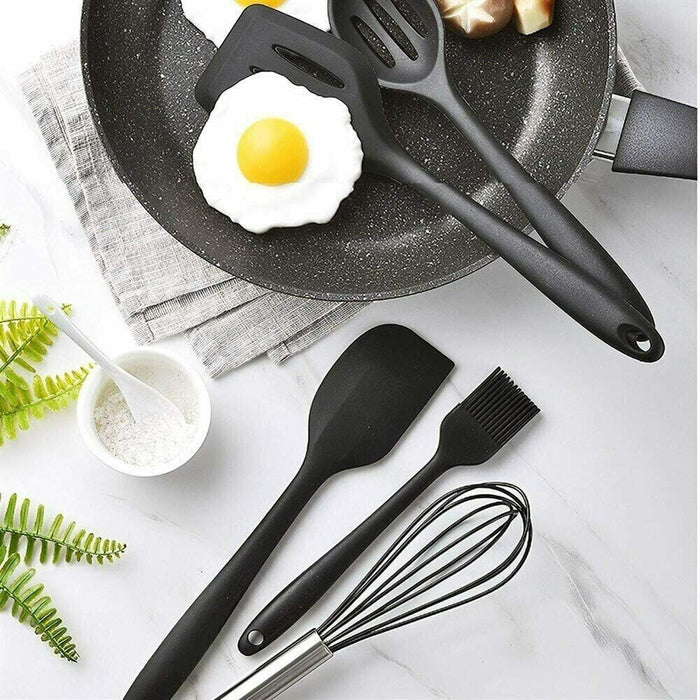 MAXPERKX 10pcs Kitchen Utensil Set - Silicone Scraper Brush Tong Whisk Soup Spoon Turner Image 6