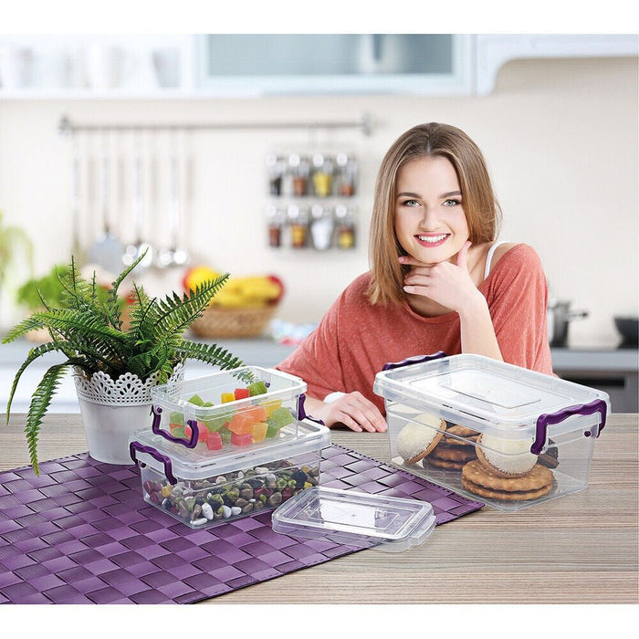 MAXPERKX 3pcs Rectangular Leakproof Food Storage Containers Clip Lock 300/600/1250ml Set Image 2