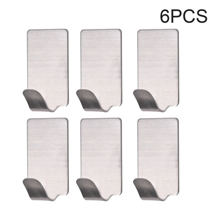 MAXPERKX 6pcs Self Adhesive Wall Sticky Hooks - Strong Stainless Steel Door Hook Holder Image 2