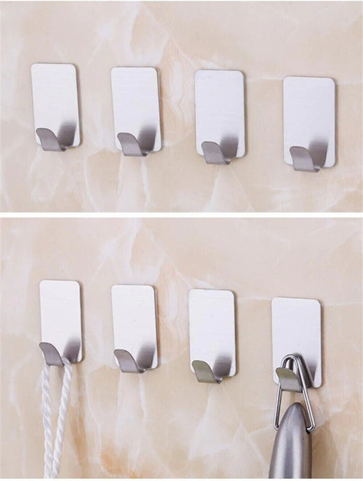 MAXPERKX 6pcs Self Adhesive Wall Sticky Hooks - Strong Stainless Steel Door Hook Holder Image 3