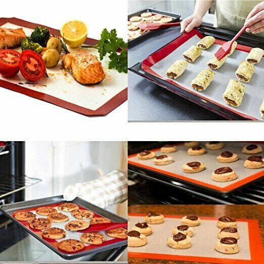 MAXPERKX Silicone Fibreglass Non Stick Baking Mat Sheet Tray Reusable Oven Liner Rolling Image 3