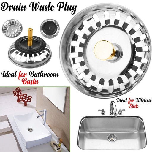 MAXPERKX Replacement Kitchen Sink Drain Waste Plug Filter Basket Strainer Drainer Stopper Image 1