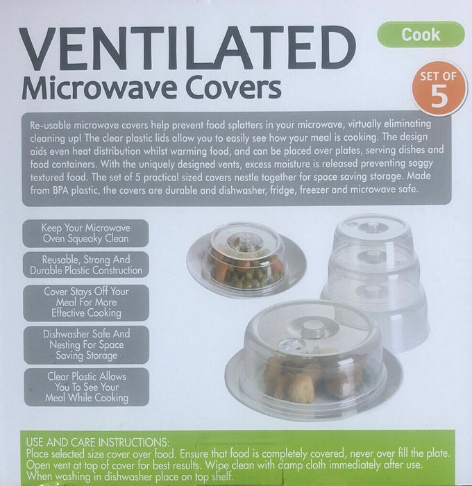 Microwave covers set made of ventilated plastic for efficient cooking