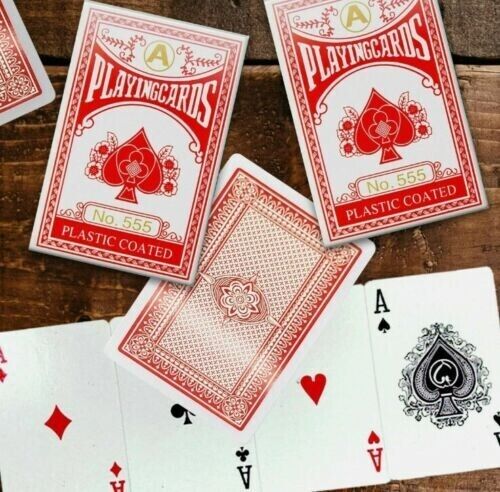 Plastic-coated card deck for family game