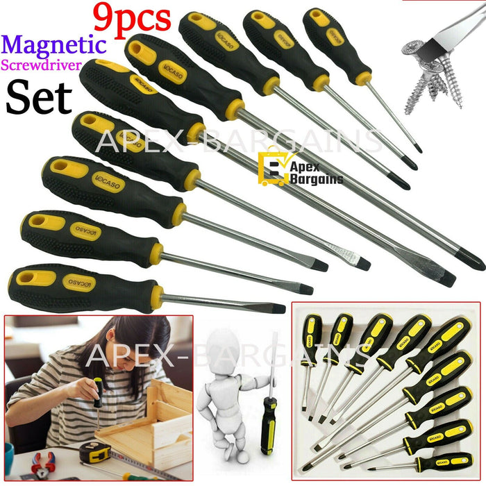 Precision magnetic screwdriver set with soft grip handles
